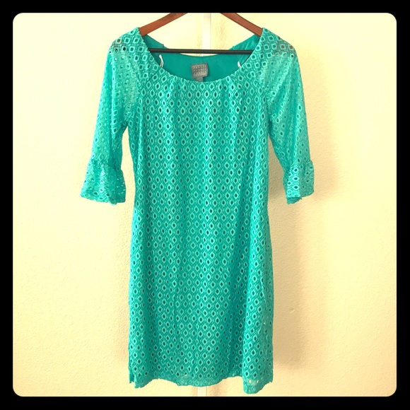 Rabbit Rabbit Rabbit Eyelet Dress Aqua Medium - Picture 6 of 8